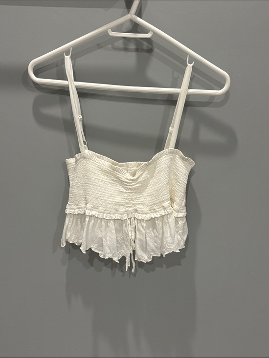 Wilfred Tops - Wilfred Dareau White Smocked Ruffle Crop Top